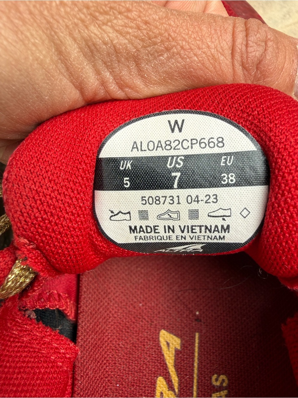 Altra Red Trail Shoes with Gold Accents - Picture 5 of 5